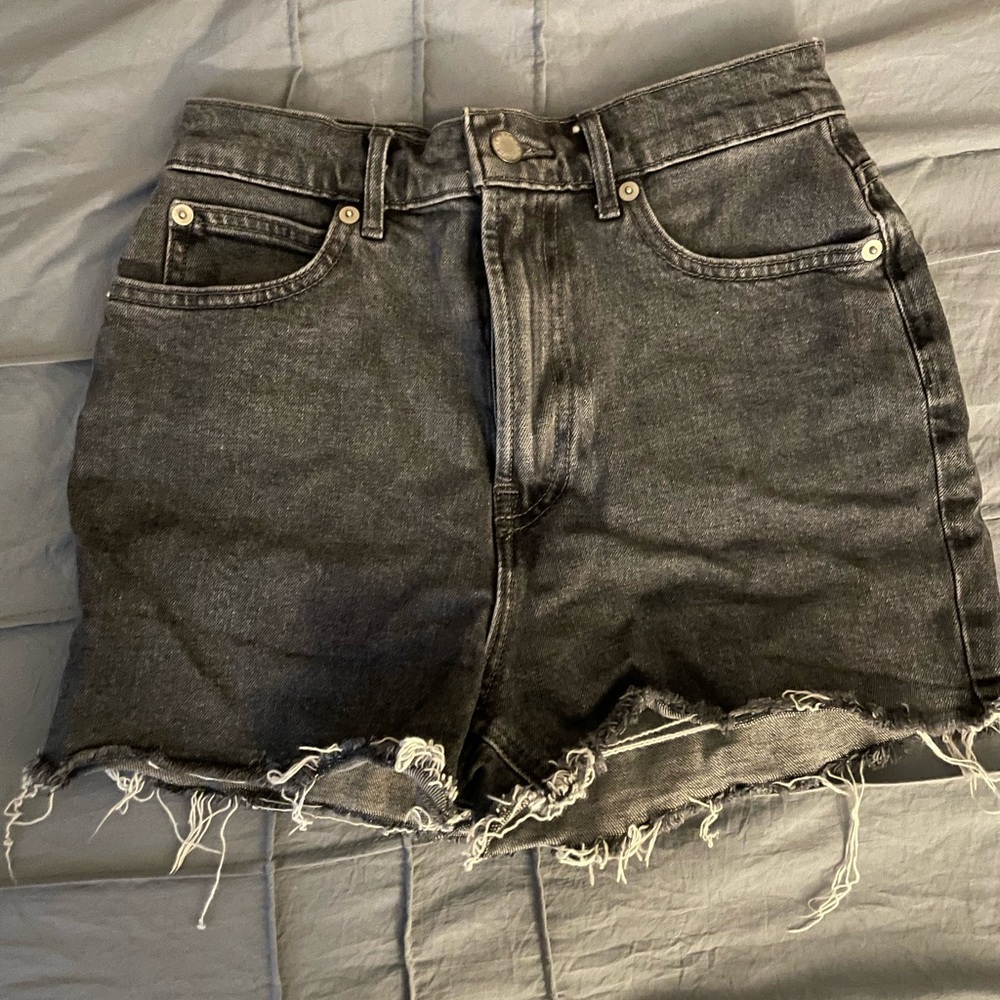 Everlane Distressed Black Jean Shorts